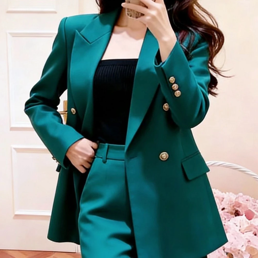 suit black jacket double row Korean version dress fashion temperament spring and autumn 2026 casual suit high-end new