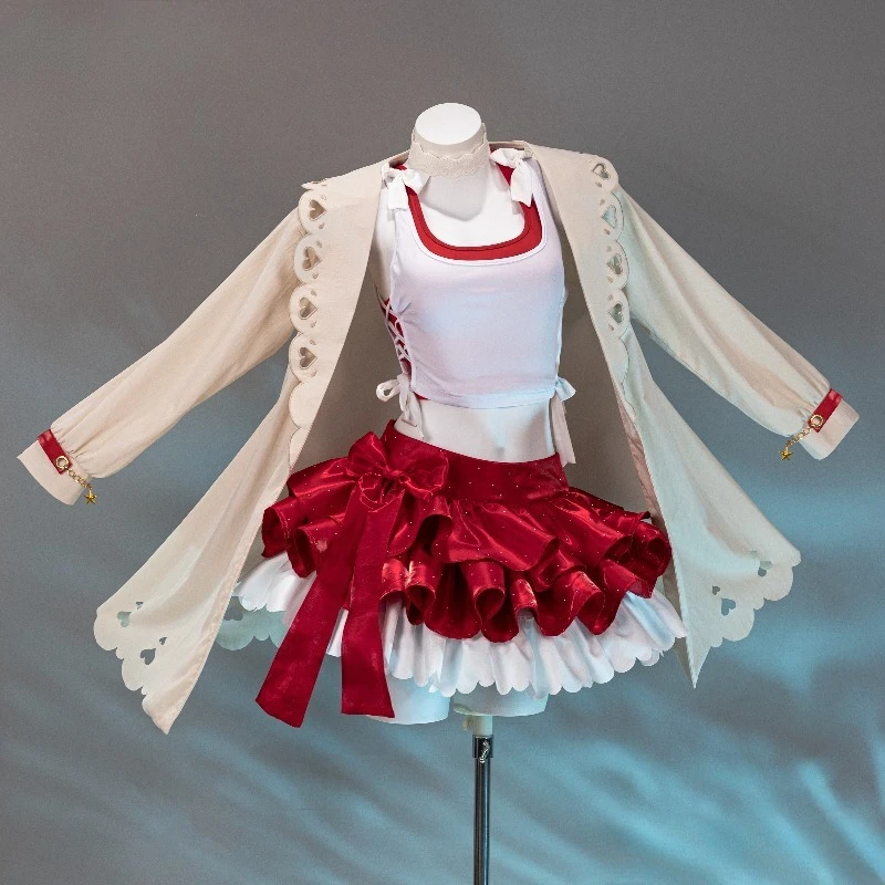 Anime Asuka Cosplay Langley Soryu Costume White Vest Red Cake Skirt Coat with Accessories Full Set for Women Theme Party view 2