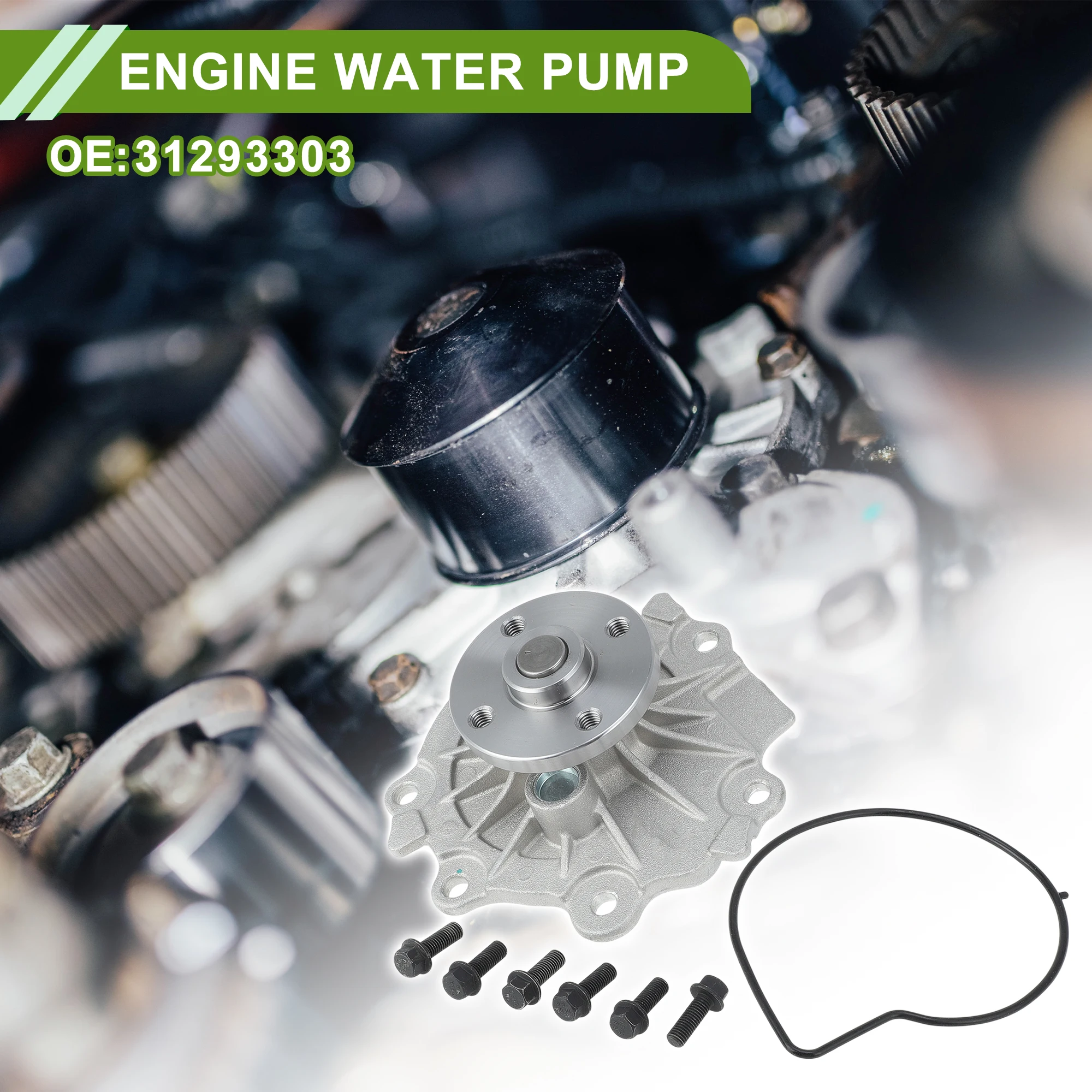 

UXCELL Engine Water Pump for Volvo S60 2010-2018 No.31293303 Cooling Water Pump