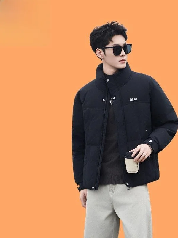 

Casual Quilted Du down Jaet Men's Stand Collar National Stand 50 Filling Thiened ort Sle Busin Casual