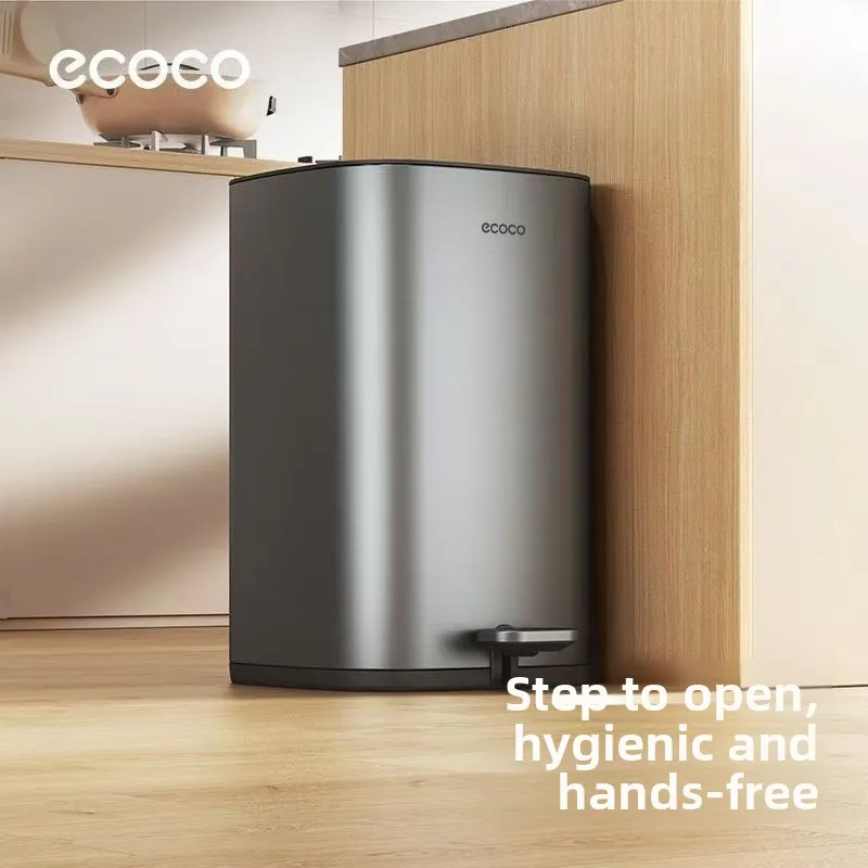 Light luxury foot pedal trash can, high-end quiet, slow drop covered kitchen, living room, bedroom, stainless steel paper basket