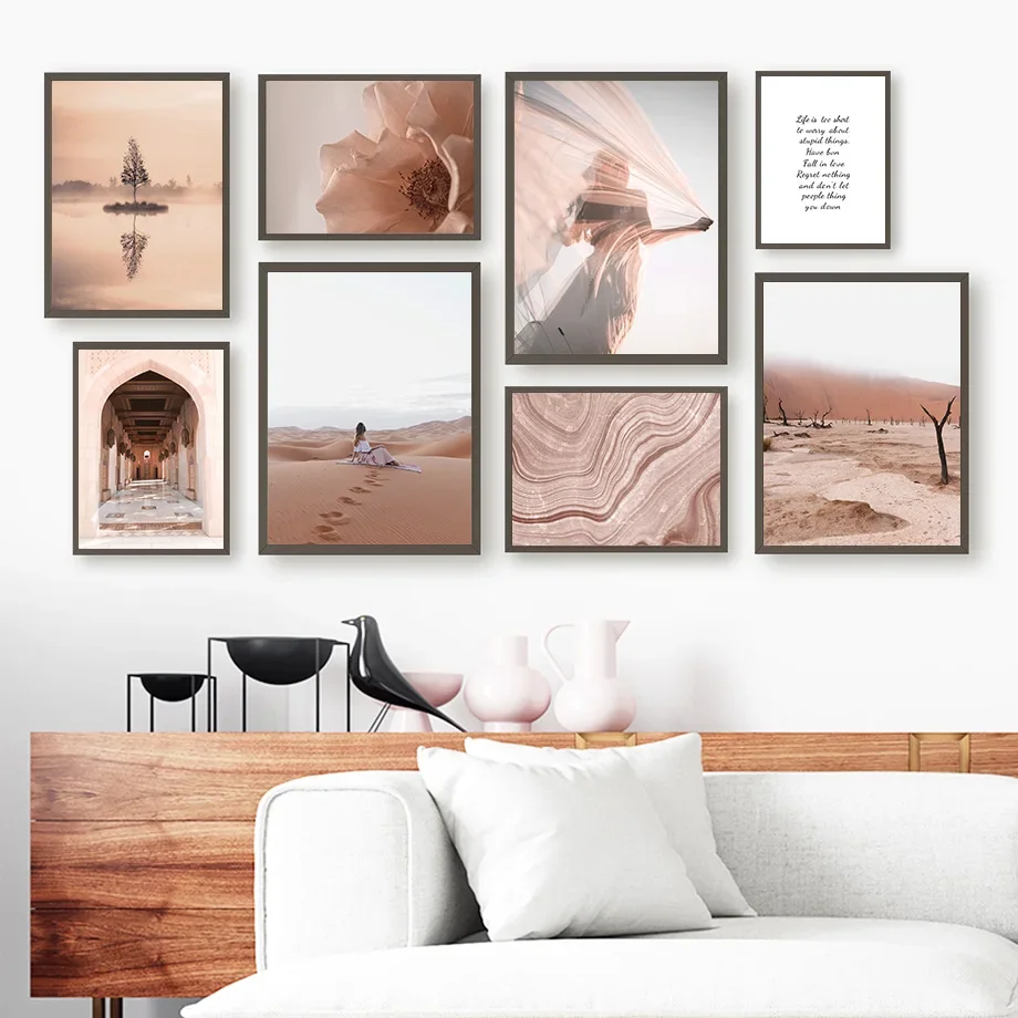 

Tree Desert Girl Petal Mosque Abstract Pattern Nordic Posters And Prints Wall Art Canvas Painting Pictures For Living Room Decor
