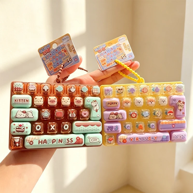 26Grid Keycap Clicker /;Anti Stress Fidget Keyboard Keychain Decompression Button Cartoon Hand Relax Party Favor Gift 26구 키캡 키링