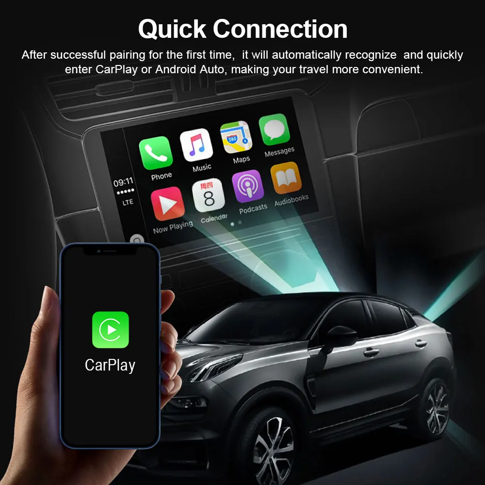 TIMEKNOW-Adaptador CarPlay Sem Fio, Dongle Android Auto, Caixa Ai, Telefone Android iPhone da Apple, Plug and Play, Novo