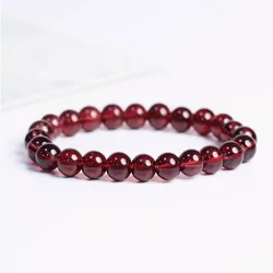 Natural High-grade Red gemstone Pomegranate Stone Bead Bracelet charm Women Garnet Charm Bangles Yoga Meditation Friendship Gift