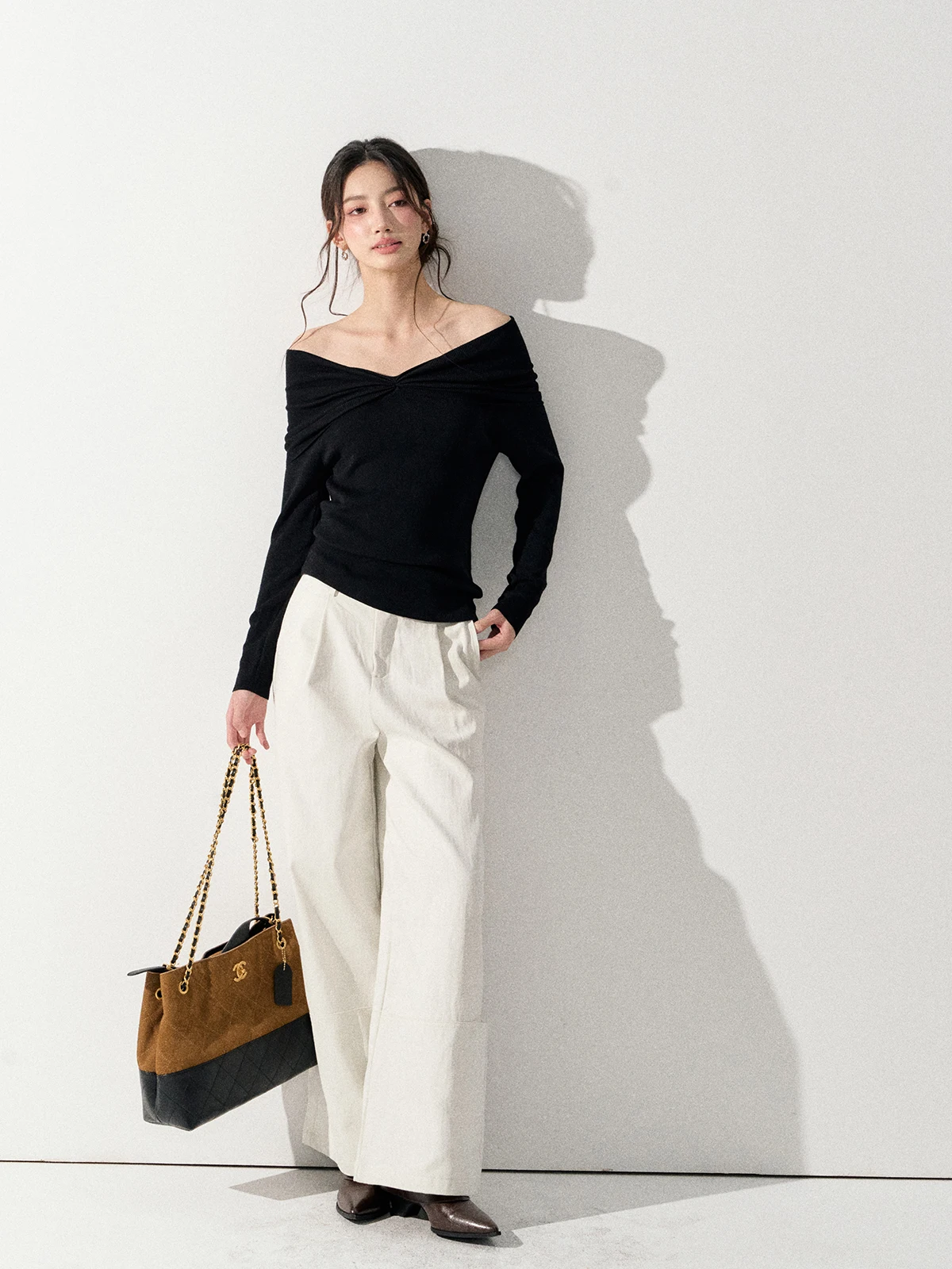 

LREEDOM 926: Модный женский вязаный свитер на одно плечо, простой дизайн, мягкий, комфортный, с длинным рукавом, стандартной длины