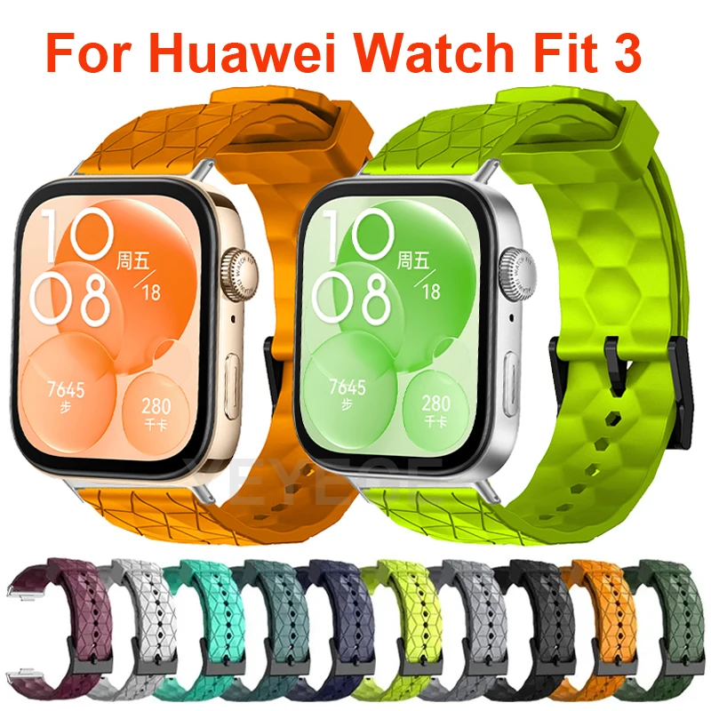 

Силиконовый ремешок для часов Huawei Watch Fit 3, ремешок для умных часов, спортивный браслет с рисунком футбольного мяча для Huawei Watch Fit 3, браслет