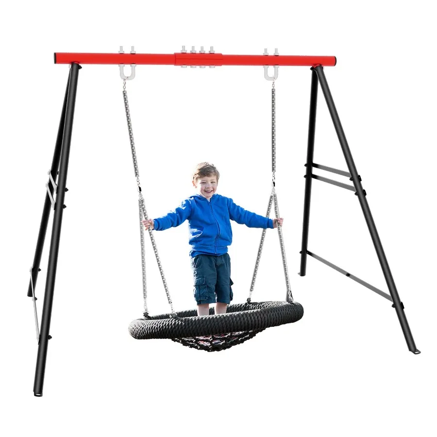 

Metal Swing Stand Swing Sets for Backyard Powder Coated Swing Frame of Swing Set with Extra Side Bars 880 Lbs HeavyDuty AFrame