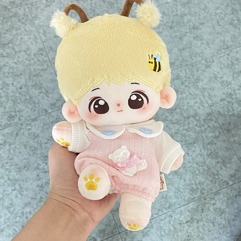 20cm Cute Fashion Cool Suit Bee Plush Idol Doll Diy Clothes Soft Stuffed No Attributes Boy Cotton Doll With Skeleton Gifts