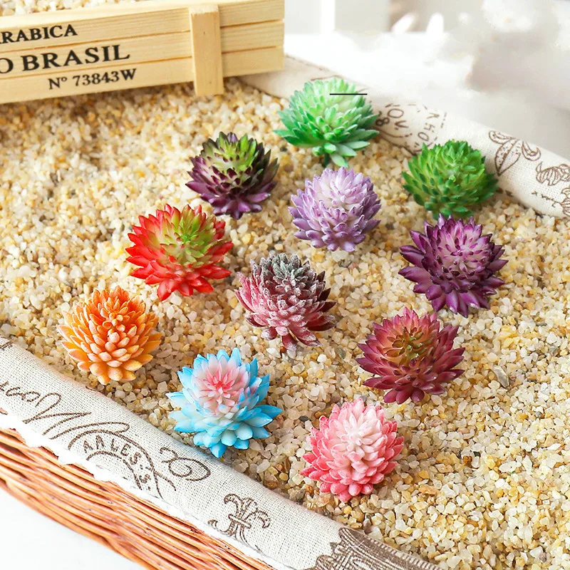 Mini Artificial Succulents Plants Home Garden Bathroom Decoration Green Plastic Fake Plants Decktop Small Bonsai Round Ball