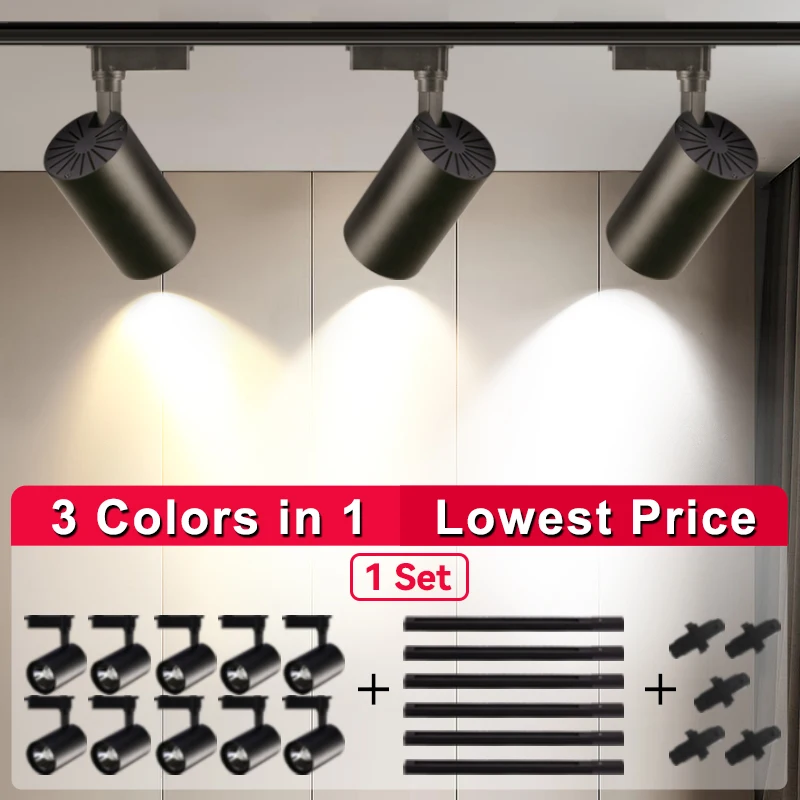 Spot Led Track Light 220V Rail Spotlight Systems Store Line Lighting Fixture For Home Kitchen Ceiing Lamp COB Track Light Set