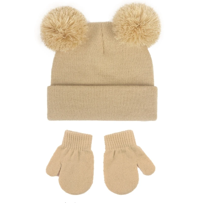 Baby Autumn Winter Warm Knit Hat & Gloves Set Unisex for 0-12 Months Infants top quality image 3