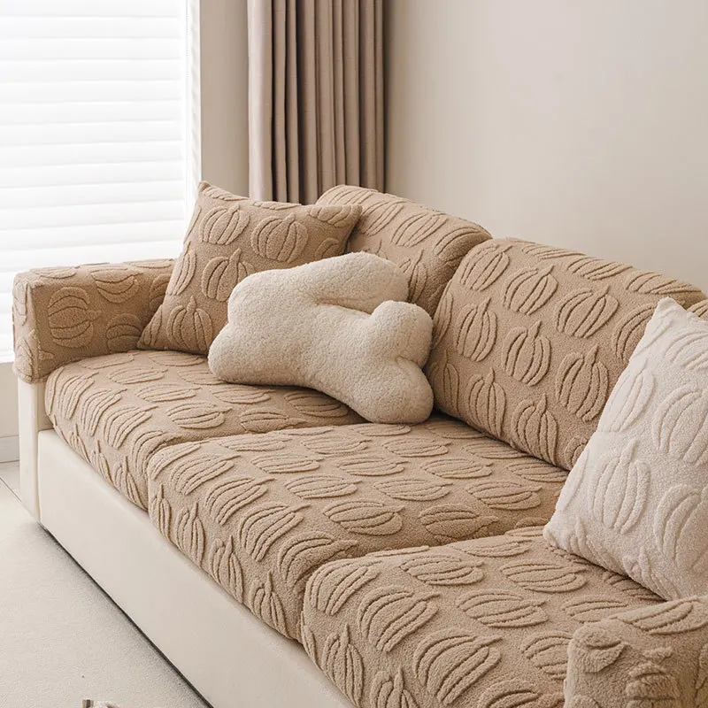 Scratch-resistant Full Coverage Universal Sofa Cover Elastic Plush Couch Slipcover L-shape Chaise Lounge Covers Sofa Protector
