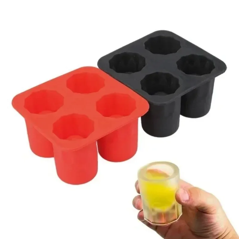 4 Cup Shape Silicone Ice Cube Mold Shot Glass IceMould Ice Cube Tray Summer Bar Party Beer Ice Cocktail Cold Drinking Tools