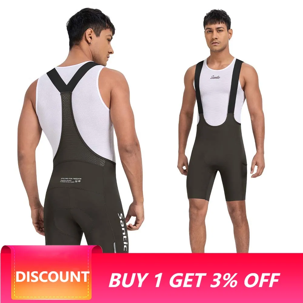 Santic Men's Cycling Bib Shorts Imported Seat Cushion MTB Road Cycling Bib Shorts Breathable High Elasticity GM25C05193