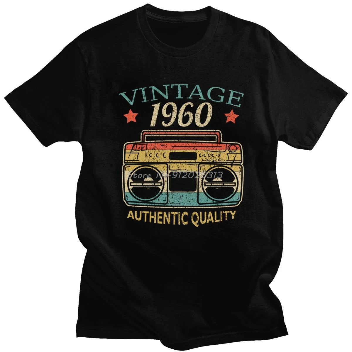 Stylish Mens Vintage 1960 T Shirt Radio Authentic Quality Tee Short Sleeves Round-neck Cotton Tshirt Birthday Gift T-shirt