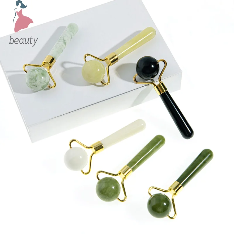 Natural Jade Ball Face Roller Gua Sha Scraper Massager Facial Eye Beauty Massager Roller Face Lifting Wrinkle Remover Skin Care