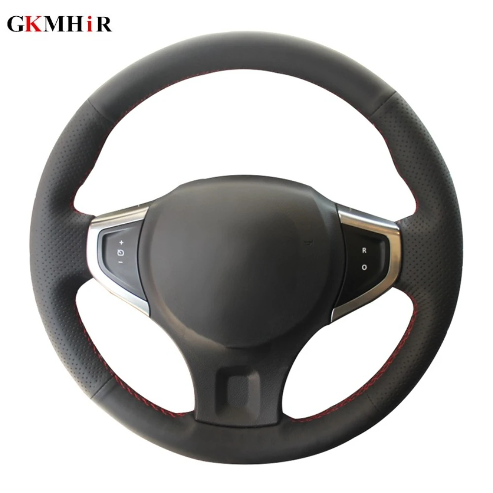 Customized Name Hand-Stitched Black Artificial Leather Car Steering Wheel Cover for Renault Koleos 2009-2014 Samsung QM5