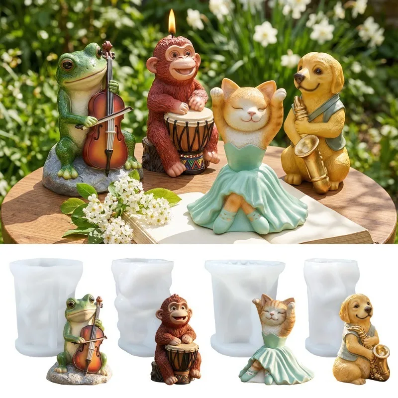 

1pc DIY Resin Molds Music Festival Cat Monkey Dog Animal Band Silicone Mould for Micro Landscape Craft
