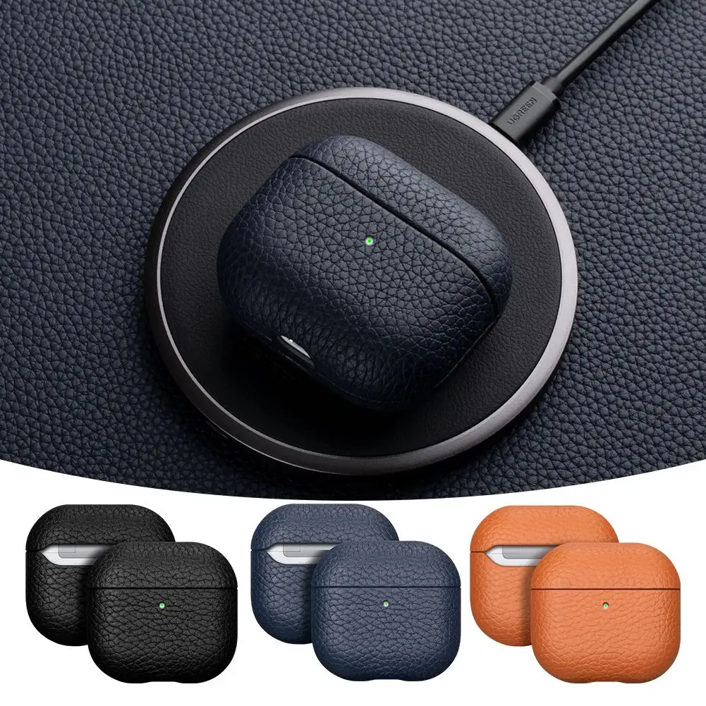 For Airppods Pro 4 Pu Leather Earphone Charging Litchi Earphone Leather Protective Accessories F0e2