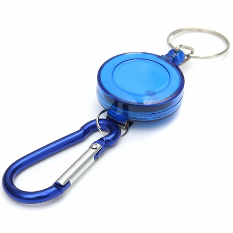 Retractable Easy Pull Key Ring ID Badge Reel Name Tag Clips Carabiner Style Card Holder Clips Reel Belt Keyring