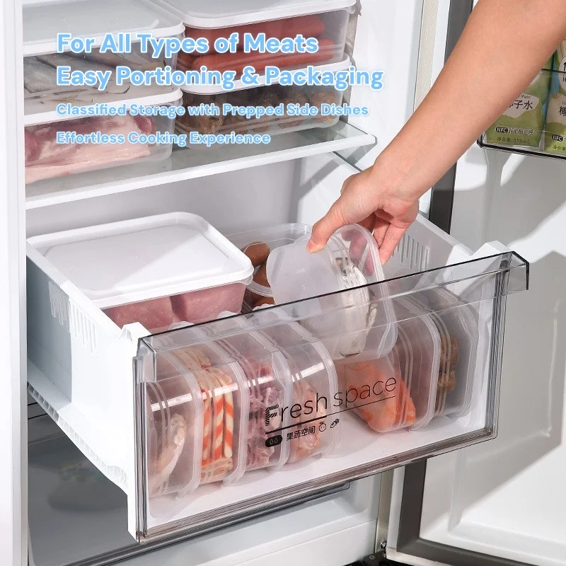 Refrigerator Storage Box Freezer Meat Food Preservation Boxes Household Kitchen Packaging Portioning Box Oven Heatable Container
