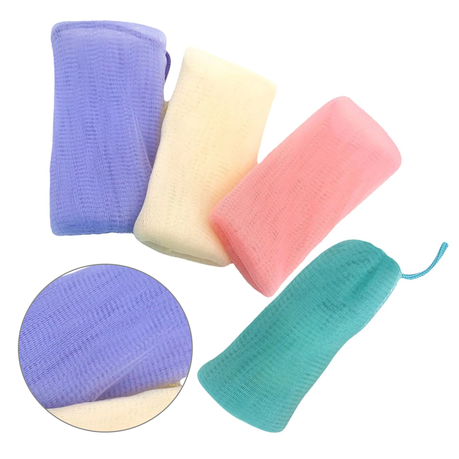 

4pcs Colorful Mesh Soap Bags Foaming Pouch For Bar Soap Exfoliating Hanging Storage Saver With Drawstring Bathing Accessories