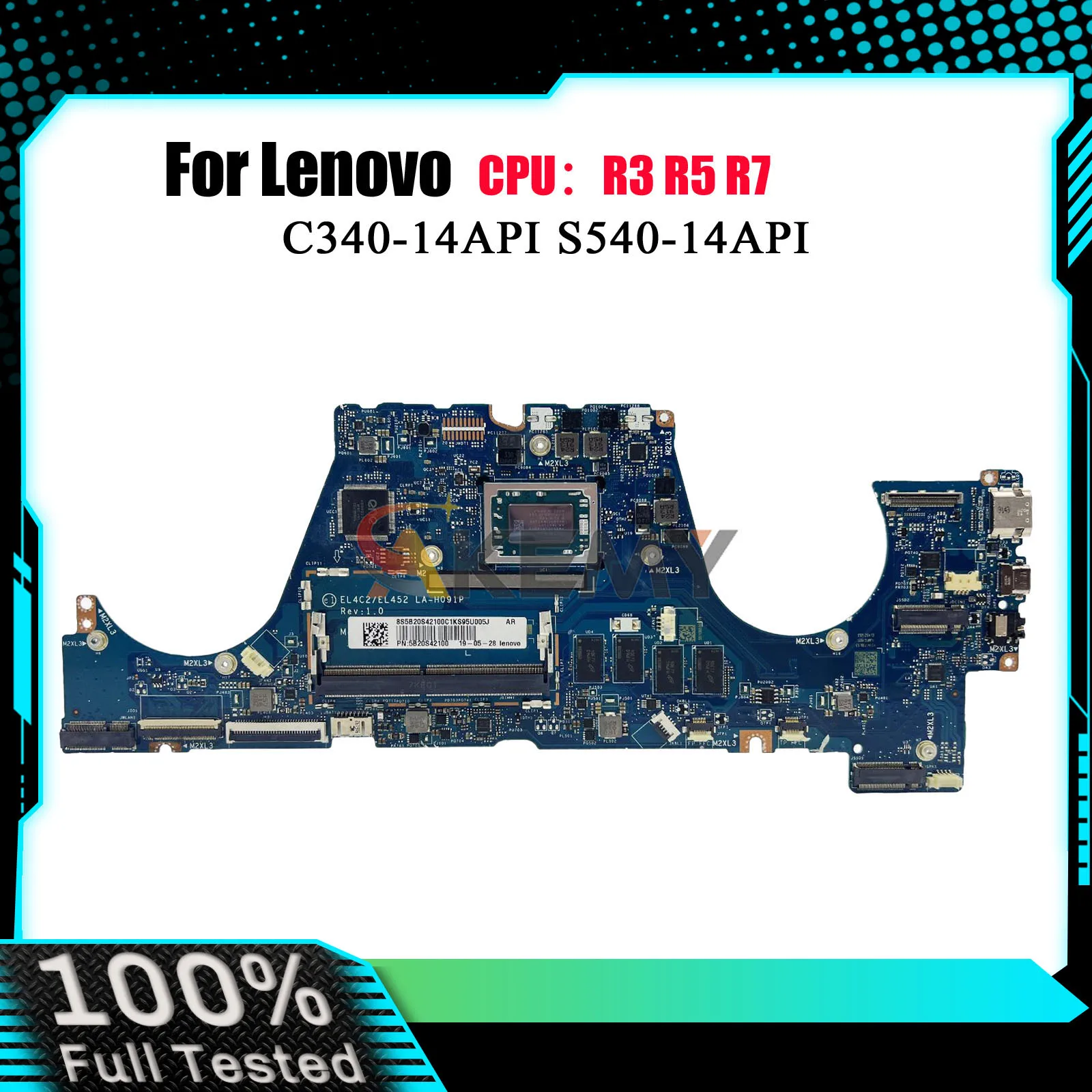 

Материнская плата для ноутбука LA-H091P для Lenovo C340-14API FLEX-14API с процессором R3 R5 R7, 4 ГБ ОЗУ, 100% полностью протестирована