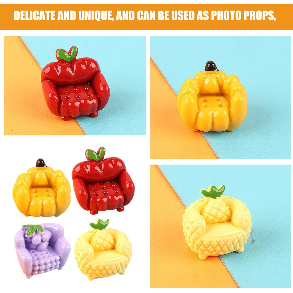 12 Uds Mini fruta sofá encanto resina Diy funda de teléfono decoración artesanía accesorios simulación sofá para Clip de pelo ornamento decoración de la casa