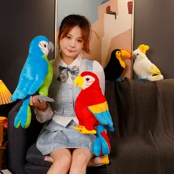 1PC 25/35cm Lifelike Parrot Plush Toy Lovely Macaw Doll Cartoon Stuffed Bird Animal Plush Doll Birthday Gift for Kids Home Decor