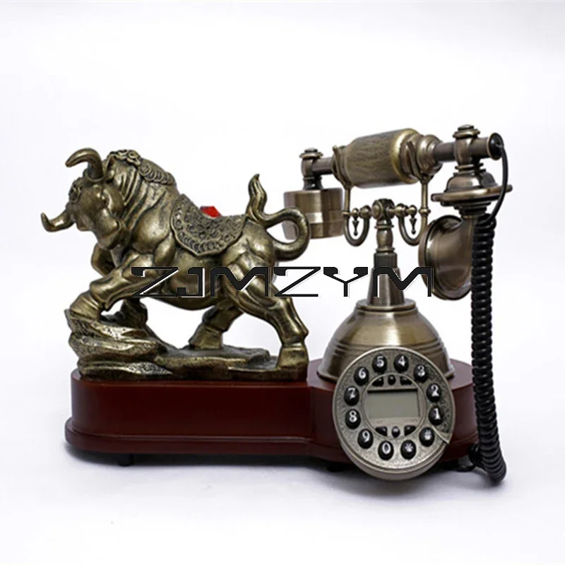 Antique Corded Telephone Retro Desk Telephone Phone with Redial, Vintage Ringtone, Home Office Decoration