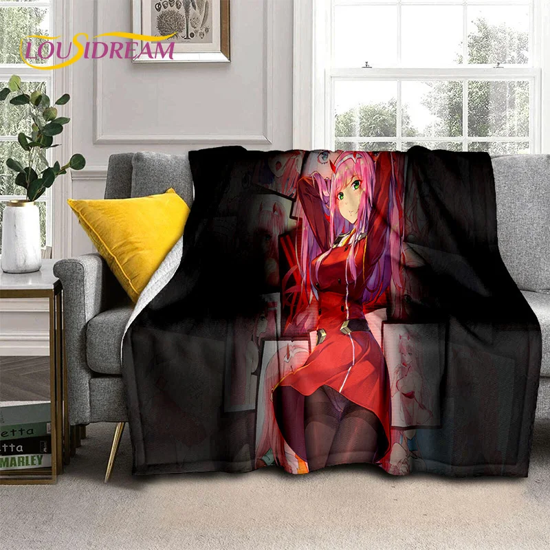 

DARLING in The FRANXX Cartoon Zero Two Sexy Girl Blanket,Soft Throw Blanket for Home Bedroom Bed Sofa Picnic Cover Blanket Kids