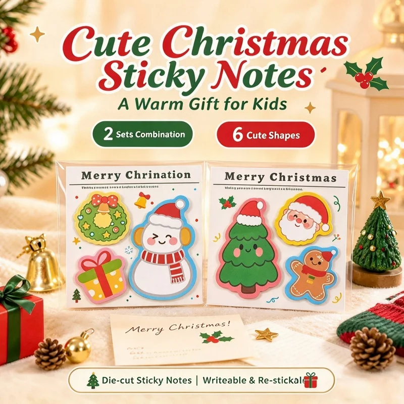 Cute Christmas Shaped Sticky Notes 3 Styles Per Book 20 Sheets Each Holiday Memo Pads for Students Journal Decor