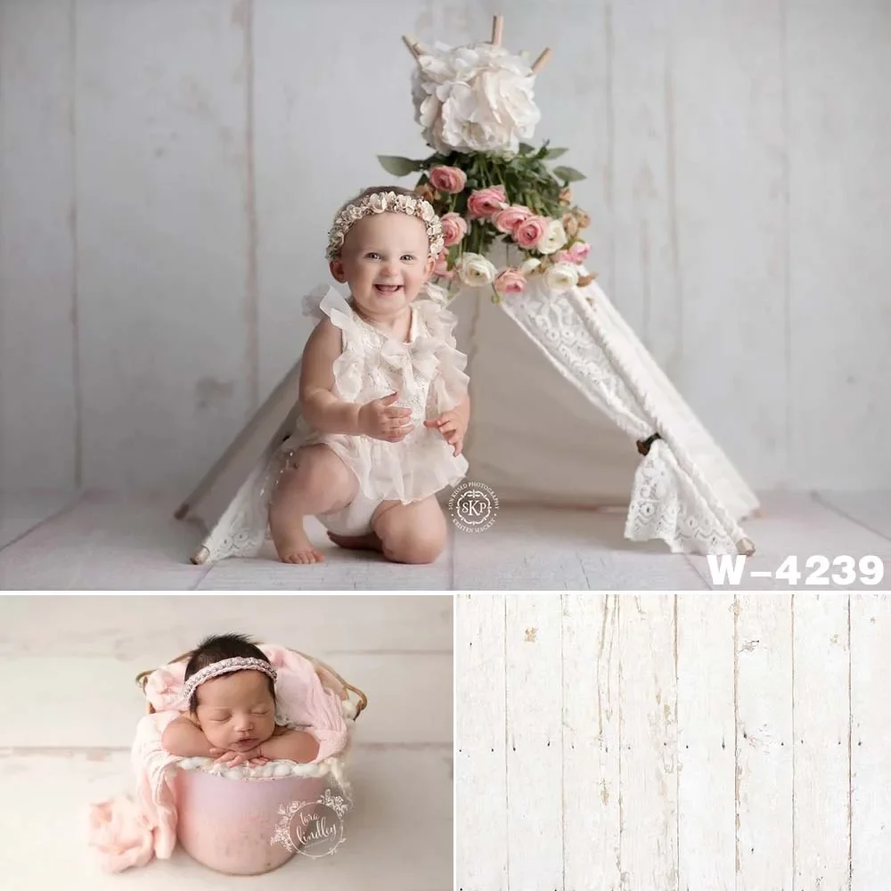 Photography Backdrop Newborns Baby Birthday Photo Booth Background Textured White Wood Planks Floordrop Studio Photocalls