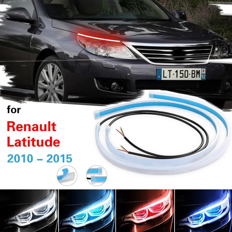 Car led DRL For Renault Latitude 2010-2015 Daytime Running Light Strip Waterproof Flexible Soft Tube Guide Headlight Strip Light