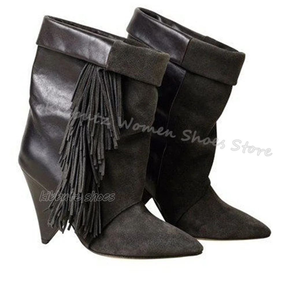 Totem Ankle Boots Genuine Leather Mixed Color Slip-On Novelty Fashion Concise Luxury Women Shoes Pointed Toe Spike Heels Newest