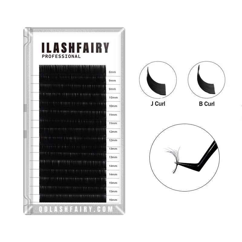 ILASHFAIRY Matte Black Lashes J / B / Curl Korea PBT Cashmere Eyelash 16 Rows Volume Eyelashes Extensions Individual Lash