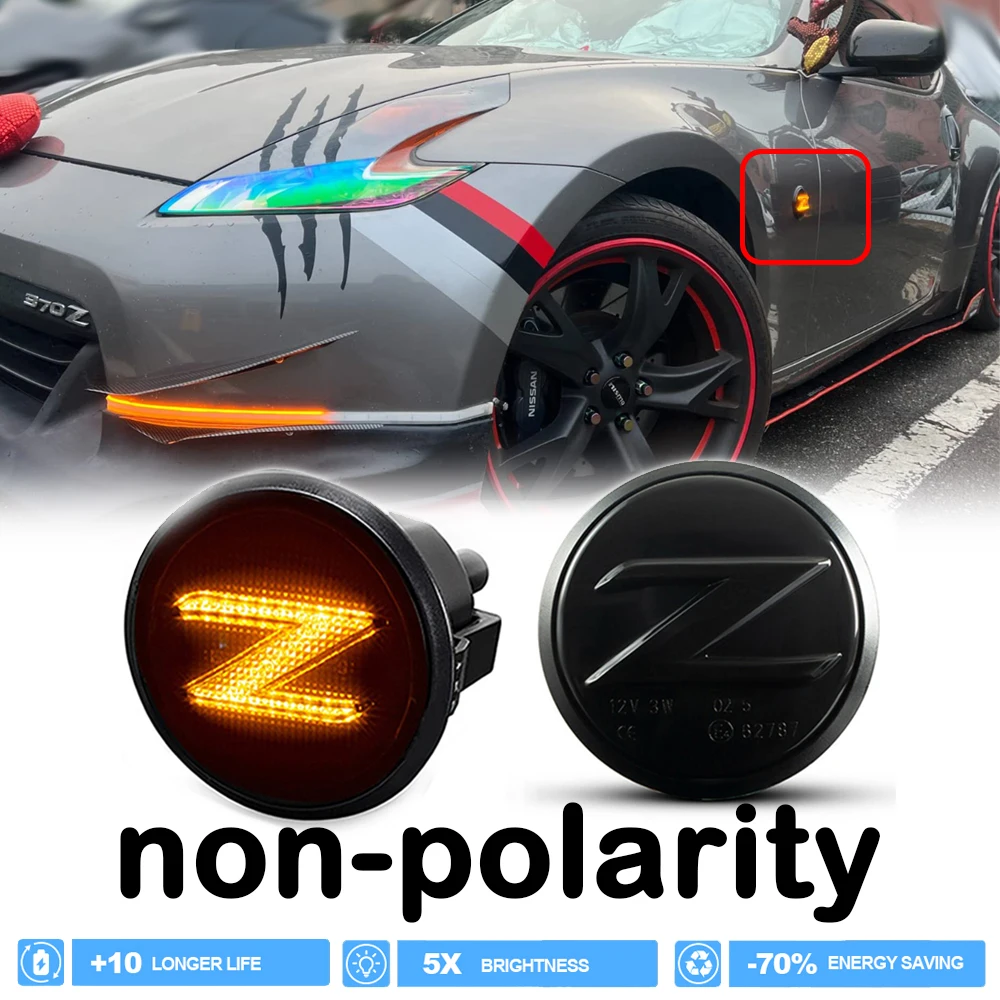 

LED Front Side Marker Repeat Blinker Light for Nissan 370Z Roadster Z34 Coupe Nismo 2009-2020 Auto Parts Accessories