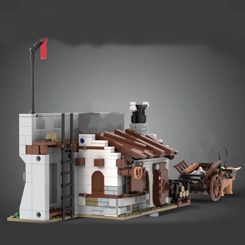 625 Teile Mittelalterliche Burg Serie Bäckerei Bausteine Retro Architektur Modell Display Spielzeug Für Kinder Montage Weihnachten Geschenke