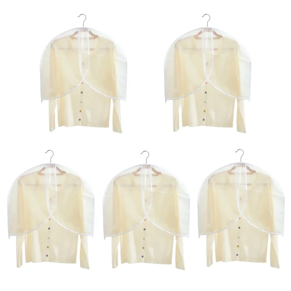 

5Pcs Half-Body Design Clothes Dust Cover Moistureproof Reusable Hanging Suit Cover Waterproof Durable Garment Protectors Travel