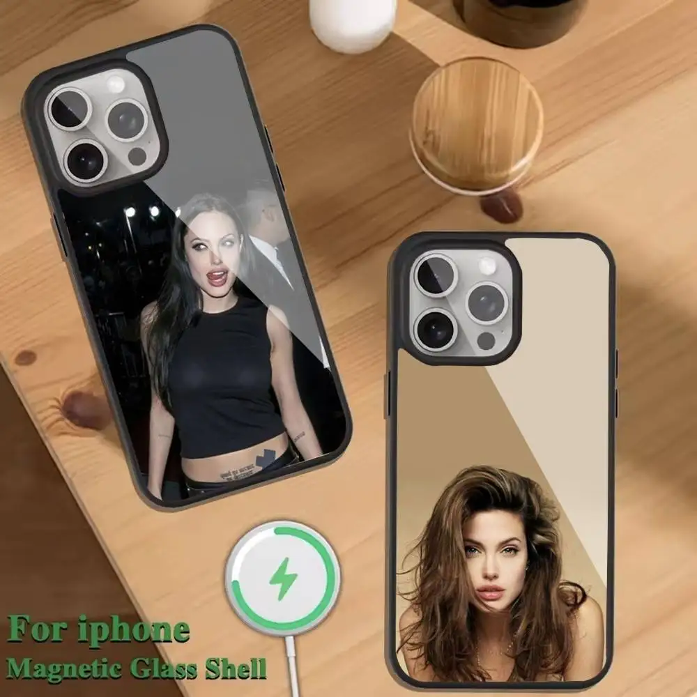 

A-Angelina j-jolie actor Phone Case For Magnetic Wireless Charge Cover For iphone 16 15 14 13 12 11 Pro Max Plus Coque
