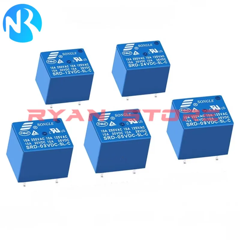 電源リレーSRD-03V/05V,06/09 V,12V,18V,24V,48V,5ピンSL-C c SRD-05VDC-SL-A a 25vdc,SRD-12VDC-SL-C新品,5個