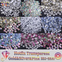 VC Super Glitter Crystal AB Rhinestones SS3-SS50 Hotfix Transparent FlatBack Strass Garment Nail Art Decorations