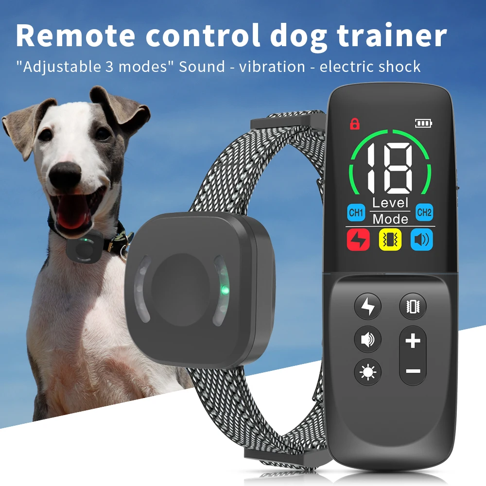 

800M Dog Training Collar 18-Level Remote Control Dog Trainer Waterproof Pet Dog Shock Vibration Collar with TypeC Rechargeable