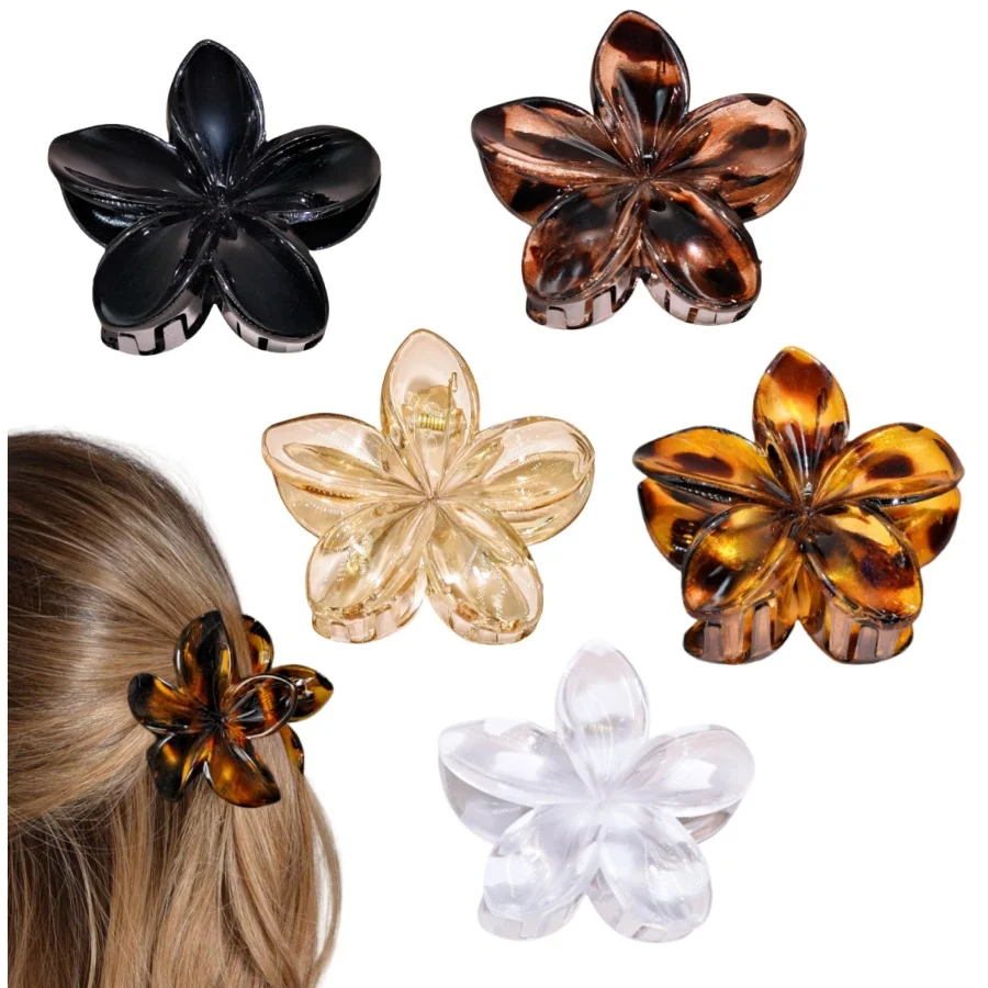

2PCS/5PCS/SET Multi-colored plastic 8cm flower-shaped hair claw Makeup Vacation Sports Hair set suitable for all hair sizes