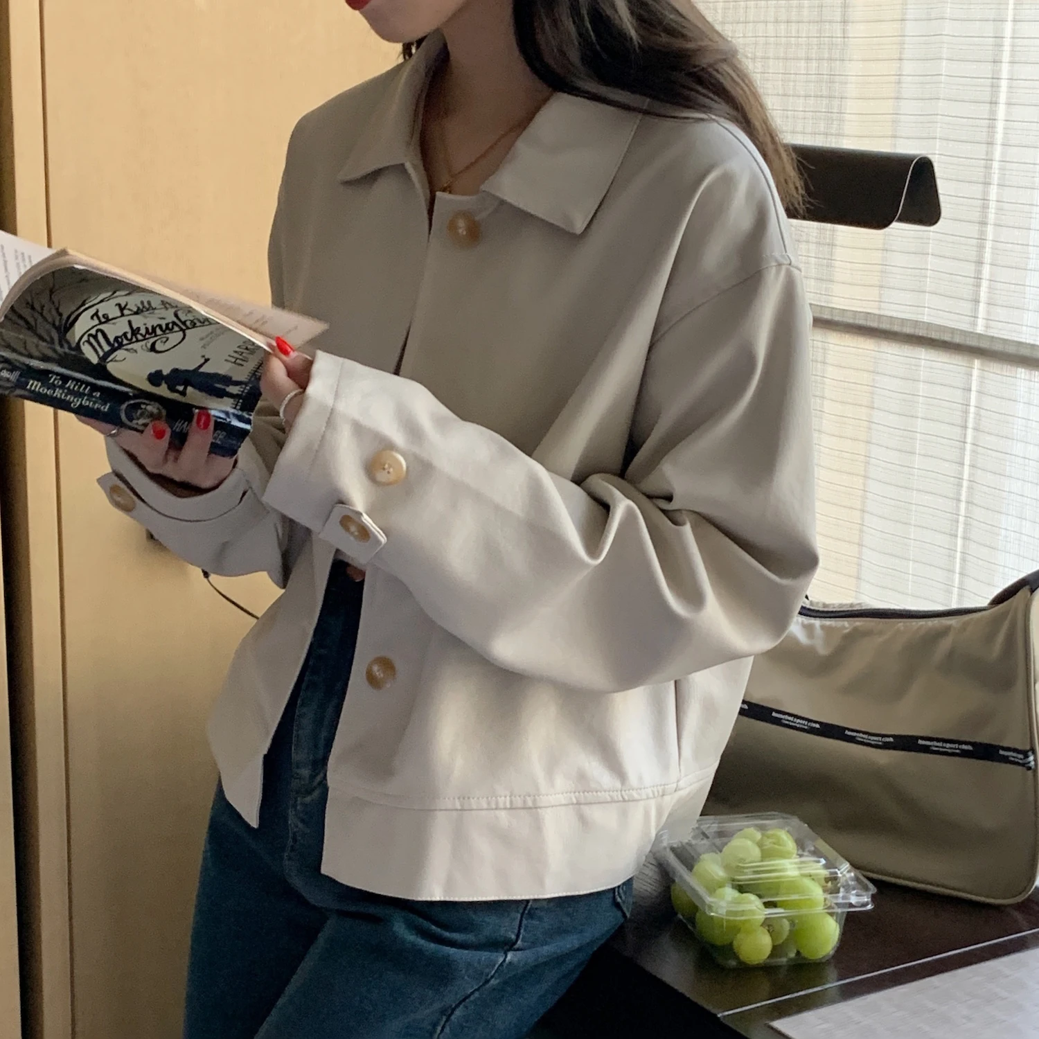 Cappotto ort versatile per capispalla coreano Sle in pelle PU opaca fresca per donna Autunno Faion Ele Quali Poliestere