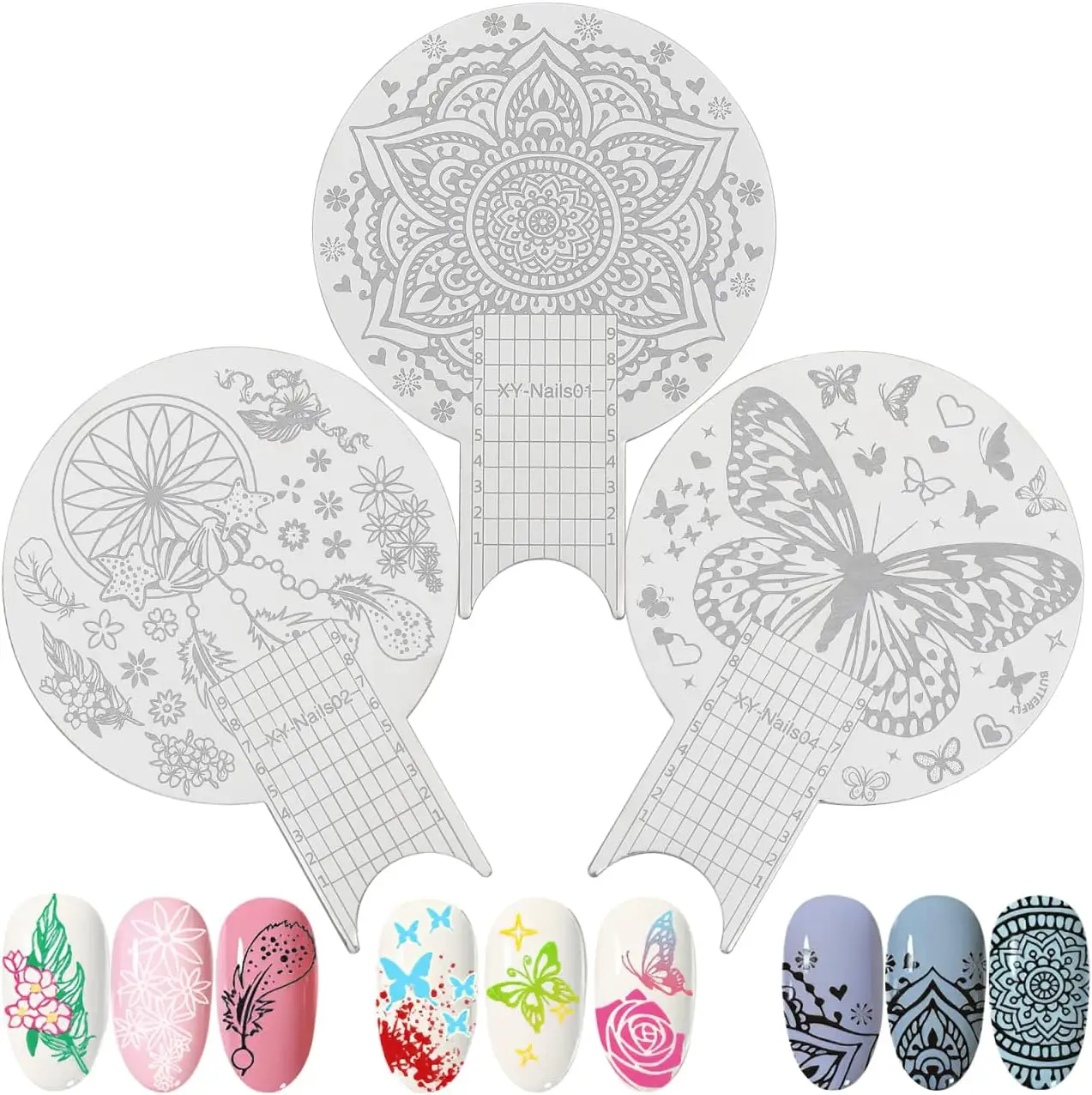 

Nail Stamper Set with Flower Leaf Butterfly Stencils for DIY Manicure Design