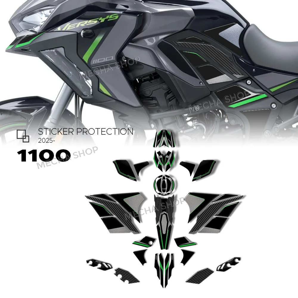 

For Versys 1100 2025 Motorcycle Scratch Resistant Waterproof 3D Resin Stickers Versys1100 Accessories Kit Tank Pad Protection
