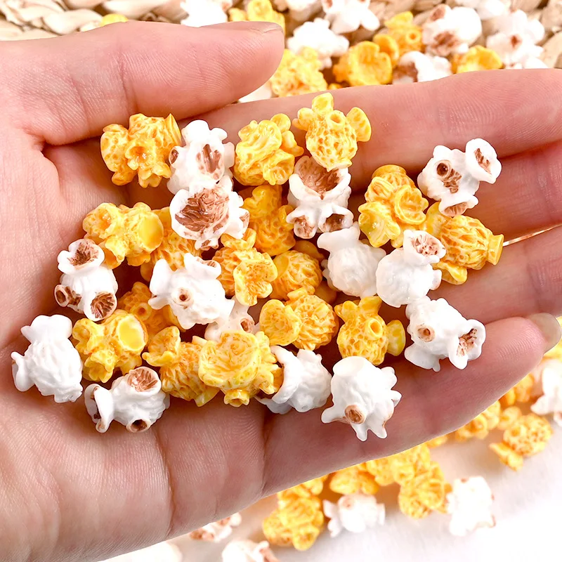 Symulowany popcorn DIY materiał kolczyków do mikro elementy fotografii krajobrazowej żywica zabawki w kształcie jedzenia figurki Kawaii miniatury