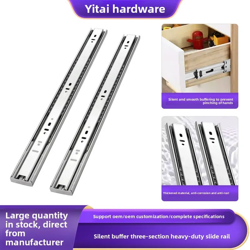 Heavy Duty Three Section Drawer Slides To Inch Soft Close Ball Bearing Rails In Black Or Silver Kitchen Cabinet Wardrobe Tv